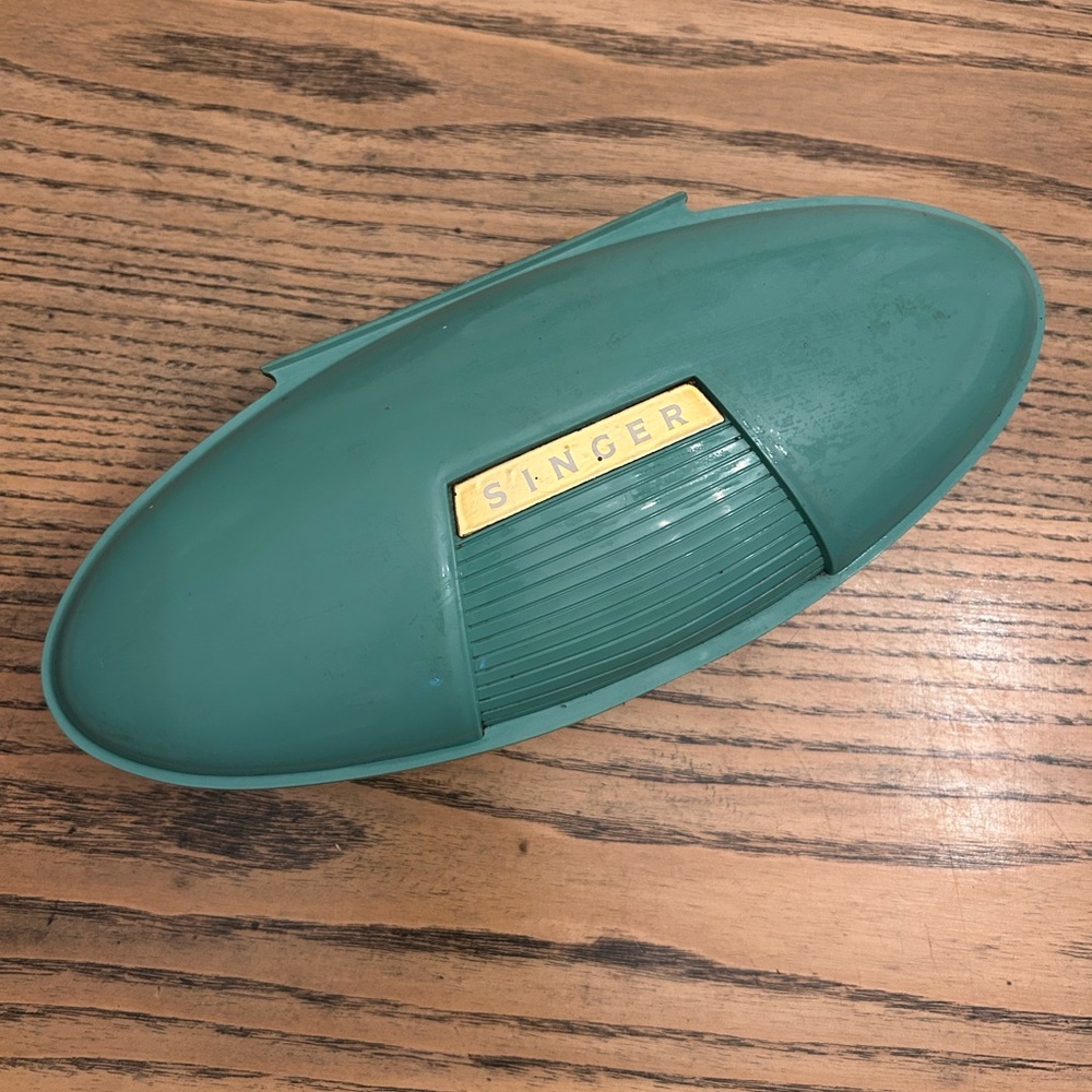 Vintage Singer Shank Buttonholer in Original Atomic Turquoise Case